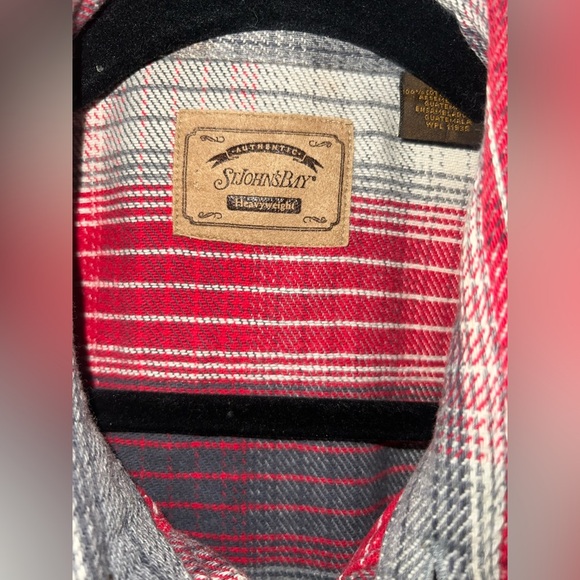 St John Bay Red and Gray Plaid Button-Up Shirt - Picture 2 of 6